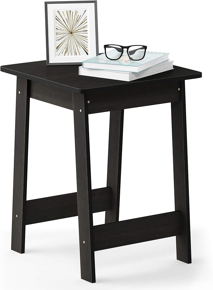 Furinno BEGINNING Side Table, Square Modern End Table with H-Legs, Night Stand, Bedside Table, Soft Edges, Easy Assembly, for Living Room, Bedroom, Espresso by Furinno-FitsYourSpaceFitsYourBudget