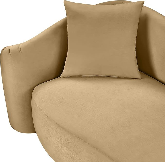 Meridian Furniture 44052Camel-S Destin Collection Modern | Contemporary Sofa with Ultra Luxe Camel 460 GSM Velvet, Rich Curves, 91" W x 34.5" D x 31" H, Camel