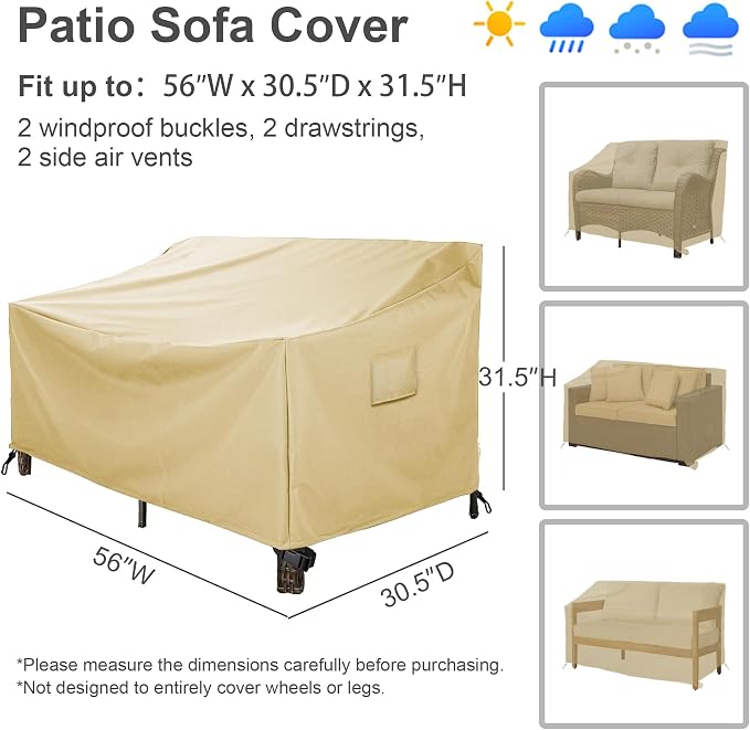 Patio Furniture Covers,Outdoor Furniture Cover Waterproof,Patio Furniture Set Covers for 4 Piece Outdoor Conversation Set,Patio Covers Set X-Large (Beige) - Image 3