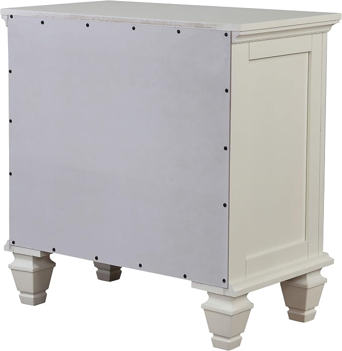 Coaster Home Furnishings - Sandy Beach - Wood - 3-Drawer Nightstand with Pull-Out Service Tray, Felt-Lined Top Drawer and Brushed Nickel Hardware - Bedroom - Cream White - 201302 - Image 9