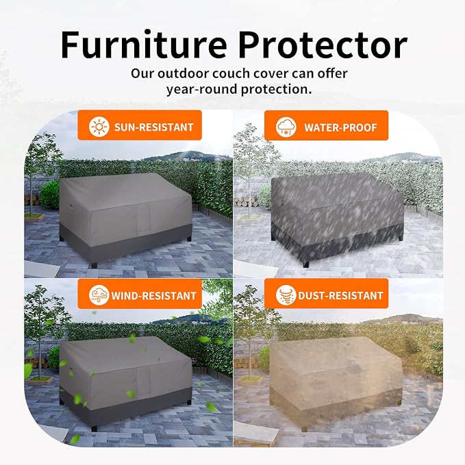 Easy-Going Waterproof Outdoor Loveseat Cover, Heavy Duty 2-Seater Patio Couch, Windproof Furniture With Air Vent (90Wx35Dx32H inch, Gray/Dark Gray) - Image 5