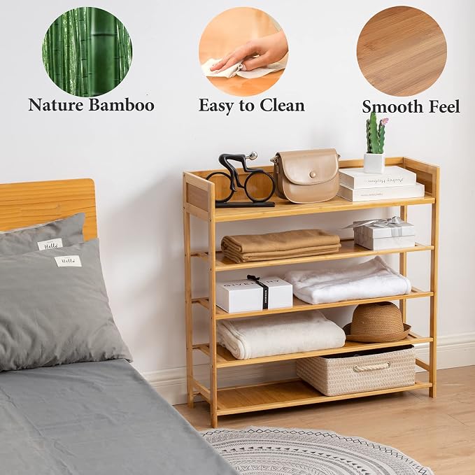 latifolia Bamboo Shoe Rack, 5-Tier Shoe Rack Organizer for Entryway, Living Room(Nature, 31.4''L) - Image 5