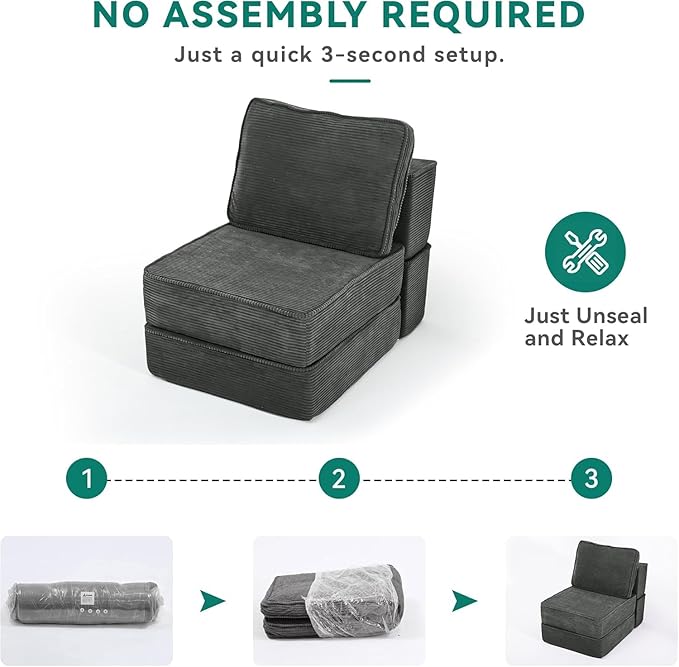 YITAHOME Convertible Cloud Sectional Couch, Comfy Corduroy Sectional Sofa with Deep Seat & High Pillows, Modern Easy-Clean Modular Sectional Sofa for Living Room Bedroom, Gray