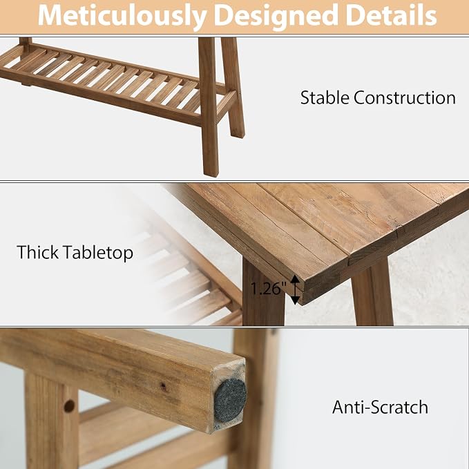 HOKYHOKY Reclaimed Solid Wood Bench-43.3" Farmhouse Entryway Bench with Storage Shelf, Narrow Rustic Bench for Hallway, Kitchen, Bedroom, Dining - Image 8