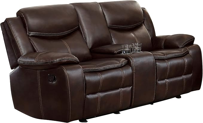 Lexicon Bay Manual Reclining Living Room Sofa Set, 3-Piece, Dark Brown