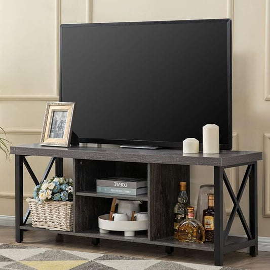 GAZHOME TV Stand for TV up to 55 Inches, TV Cabinet with Open Storage, TV Console Unit with Shelving for Living Room, Entertainment Room, Grey by GAZHOME