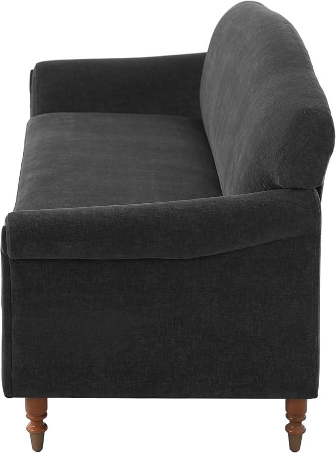 Christopher Knight Home Sola 77.5'' Modern Chenille Upholstered Loveseat Sofa with Rolled Armrest and Rubberwood Frame, 2-Seater Home Sofa Living Room, Comfy Couch for Hotel/Apartment, Dark Grey