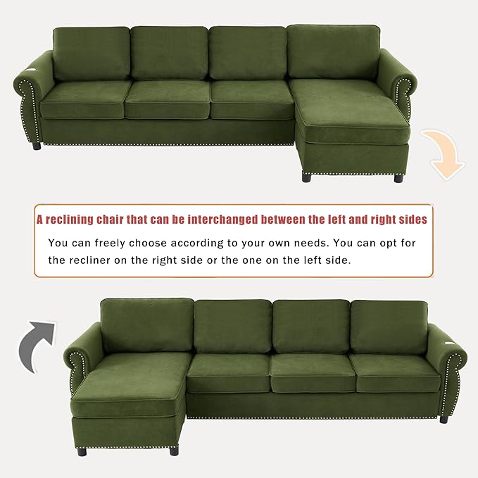 ERYE L-Shaped Reversible Sectional Sofa with Pull Out Queen Memory Mattress Sleeper Bed, 2-in-1 L-Shaped Corner Sectional Couches W/Wireless Charging, Storage Chaise Lounge