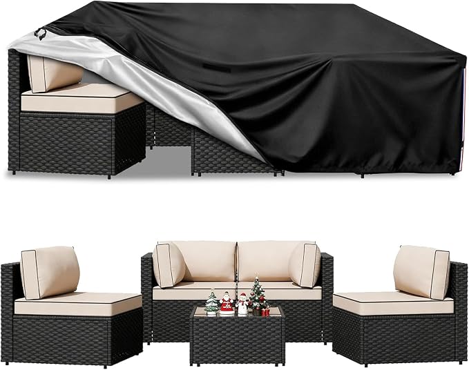Patio Furniture Covers Waterproof,Heavy Duty Outdoor Furniture Covers, Rectangle Patio Table Cover Fits 5-8Piece Sectional Set Outdoor Chair Couch Table Sets(110" L x 84" W x 28" H) by Unknown