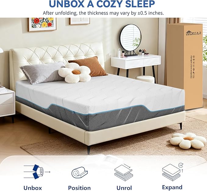 King Size Mattress 10 Inch, Memory Foam Mattress with Dual-Sided Reversible, Relieve Pressure with Medium/Extra Firm Support, CertiPUR-US, Cooling Ventilated Foam Comfort for Sleep, 80''L x 60''W