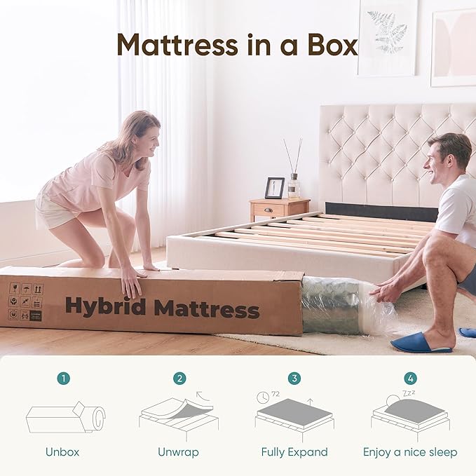 ETONEX 10 Inch Twin Mattress Cooling Gel Memory Foam and Pocket Spring Hybrid Mattress in a Box Medium Firm CertiPUR-US Certified Foam (Twin, 10in)