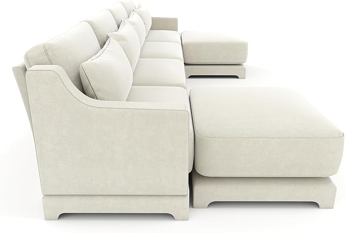 Ball & Cast 141.7" Modular Sofa Couch with Deep Seat Chenille Sofa and Wide Armrest,2 Ottoman Modern Comfy 4-Seater Couch for Living Room, Office, Apartment, Easy to Assembly, Beige