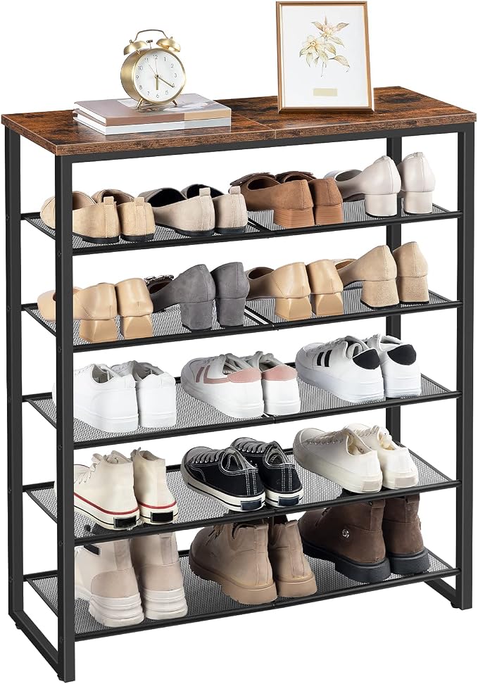 HOOBRO Shoe Rack, 6-Tier Shoe Organizer, for 18-24 Pairs of Shoes, Large Capacity Shoe Storage Shelf, Durable and Stable, for Entryway, Closet, Hallway, Dorm Room, Industrial, Rustic Brown BF67XJ01G1 - Image 9