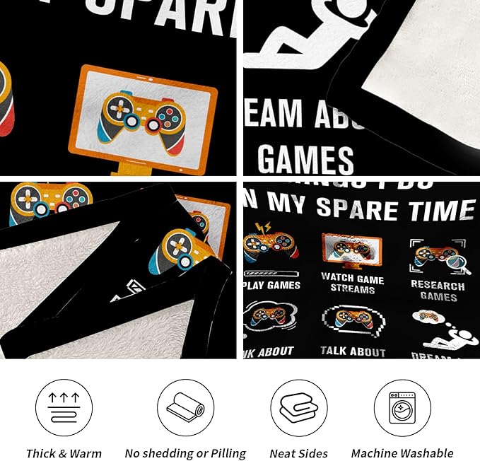 Gamer Gifts for Men Boys Girls, Flannel Soft Gaming Blanket, Gaming Equipment Accessories Stuff for Teen Boys Gift - 50" x 60"