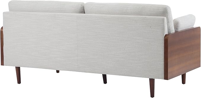 Christopher Knight Home Arboris Modern Rubberwood Frame, Fabric Upholstered Loveseat, Living Room/Bedroom/Apartment Couch/Sofa with Toss/Back Pillows and Removable Cushions, Beige+Light Walnut