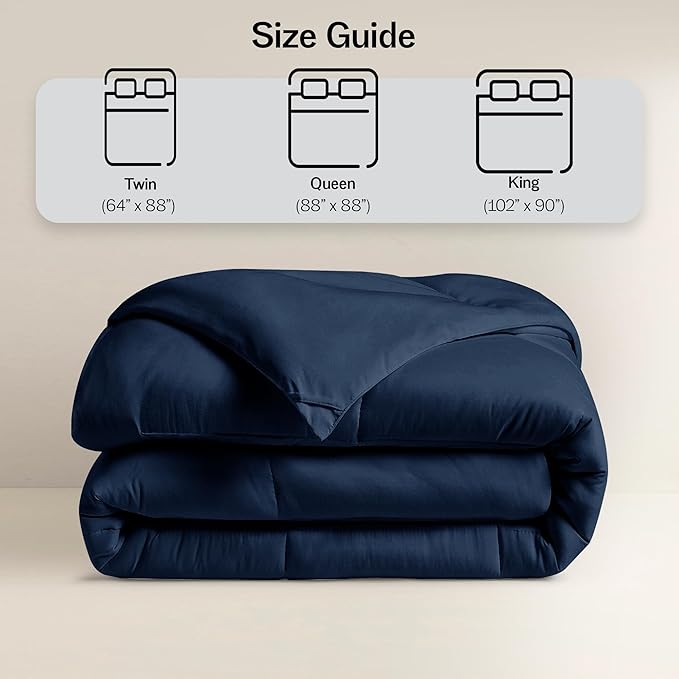 LUX Décor Queen Comforter – 88x88 Ultra-Soft Down Alternative Duvet Insert with Corner Tabs & Box Stitching, Hotel Quality Plush Microfiber Bedding, Oeko-TEX Certified - Navy Blue