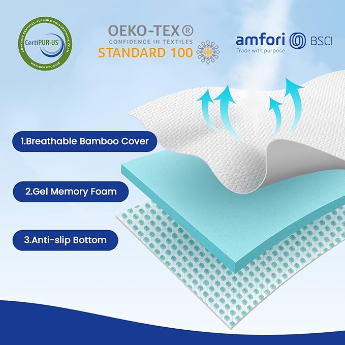 Czpalo 3 Inch Gel Memory Foam Mattress Topper Twin XL, Cooling Mattress Topper with Removable & Washable Cover, CertiPUR-US Certified