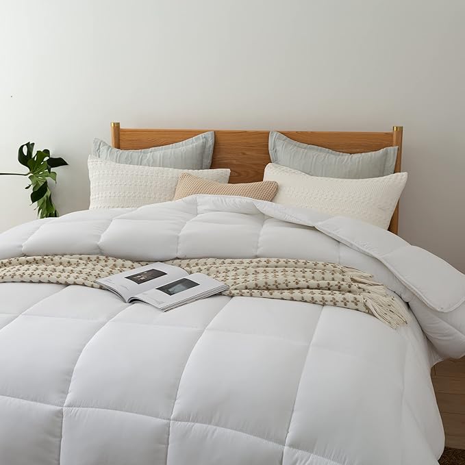 Dorrin Nessin Down Alternative Cal King 108x98 Comforter All Season Duvet Insert-Ultra Soft Double Brushed Microfiber Quilt Cover, Box Stitched with Corner Tabs (California King, White)
