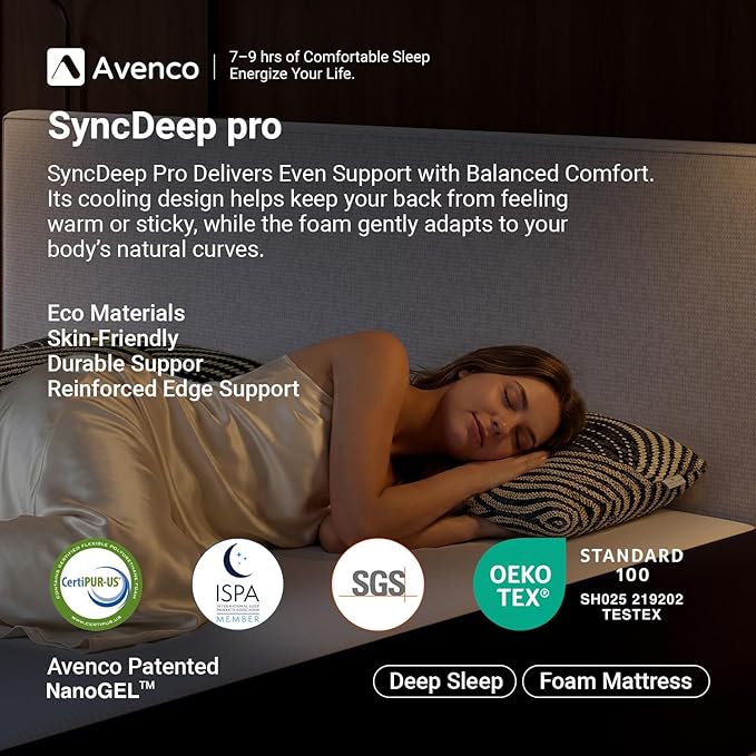 Avenco 14 Inch Queen Mattress with Open-Cell Foam for Breathable Comfort, Gel Memory Foam Queen Size Mattresses with Removable Cover, CertiPUR-US Certified Mattress in a Box