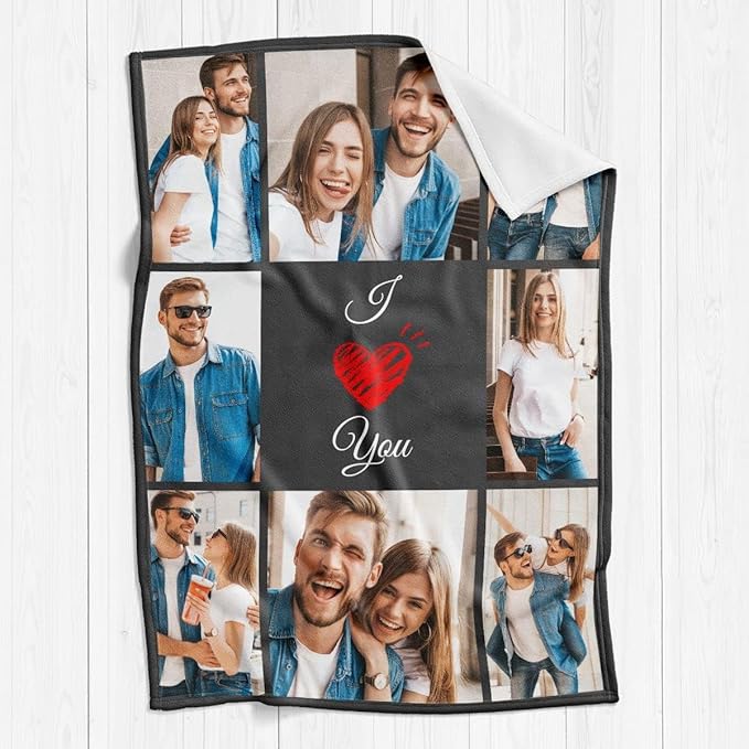 inkArts I Love You Gifts for Couple, Personalized Girlfriend, Custom Blanket with Photos, Blankets Pictures, Photo Using My Own Personalised Christmas