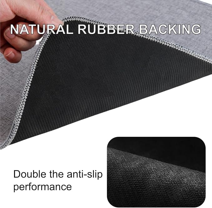 1/10 Inch Ultra Thin Indoor Door Mat, Long-Lasting & Maximum Non-Slip Rubber Backing, Washable & Stain-Resistant Entryway Mat with Powerful Dirt Trapper for Hallway and Kitchen, 47"x24", Gray - Image 5