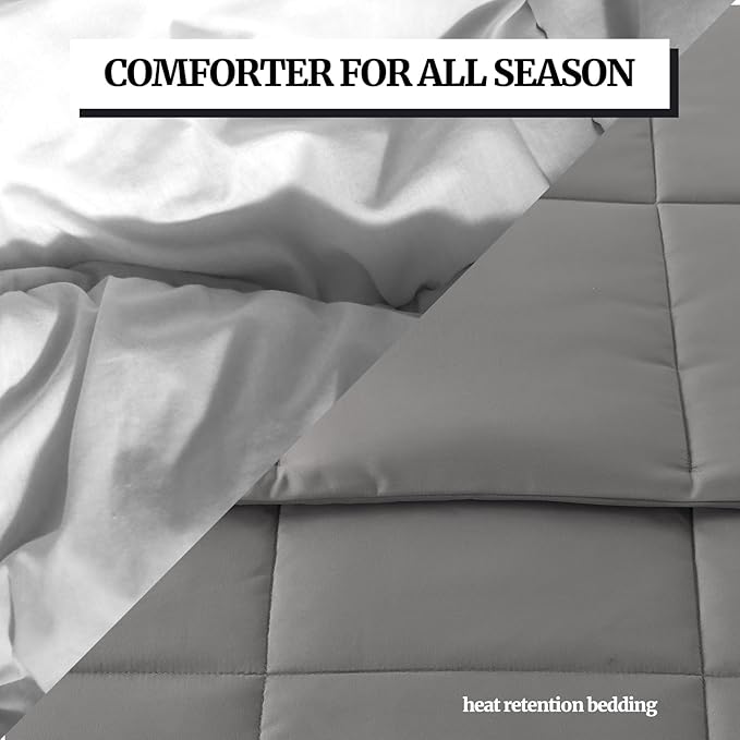 Down Alternative Bedding Comforter Full Size - All-Season Soft Reversible Microfiber Bedding Comforter - Lightweight & Machine Washable(Black/Dark Gray, Full)