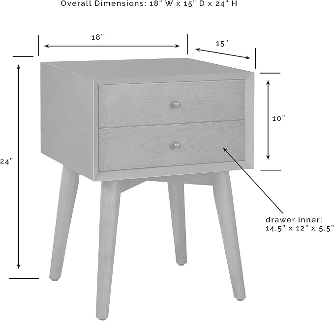 Crosley Furniture Landon Nightstand Side Table with Drawer, Mahogany - Image 3