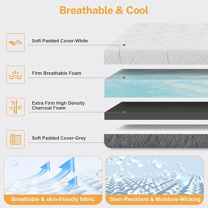 Extra Firm Mattress Topper Full Size 4 Inch, Firm to Extra Firm Mattress Pad with Dual Sides Flippable for Back Pain Relief, High-Density Support Bed Topper with Washable Cover, CertiPUR-US, 75" x 54"
