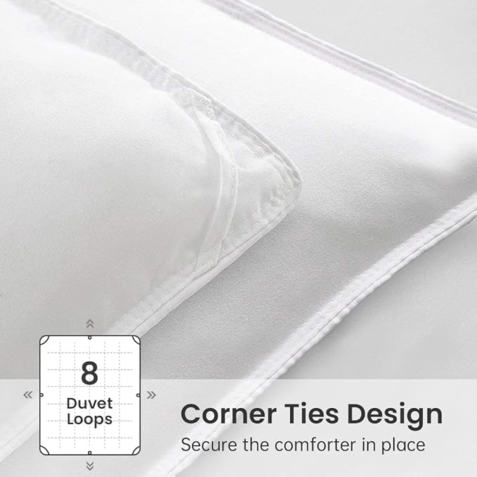 EASELAND Down Alternative Comforter Queen Size - Quilted Duvet Insert for All Seasons, Soft Cozy with Corner Tabs, Summer Winter Warm Bedding, Pure White 88×88