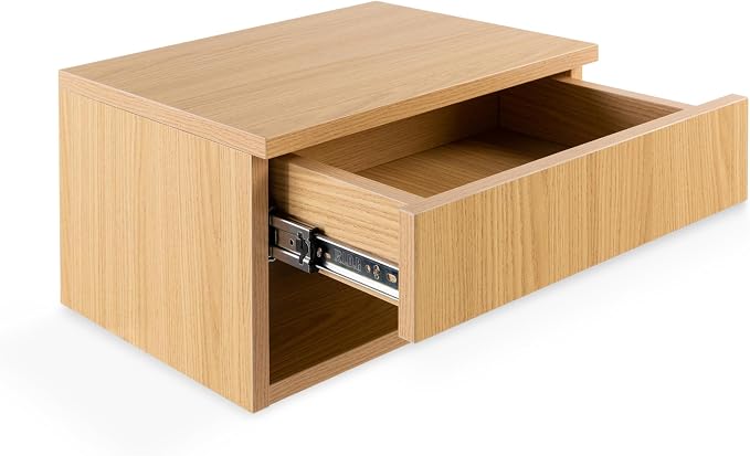 JONATHAN Y Ettore 15.71" Mid-Century Modern Floating Wall Mounted Nightstand with Soft-Close Drawer and Cable Hole, Light Oak (Set of 2) (NST2002C-SET2) - Image 7