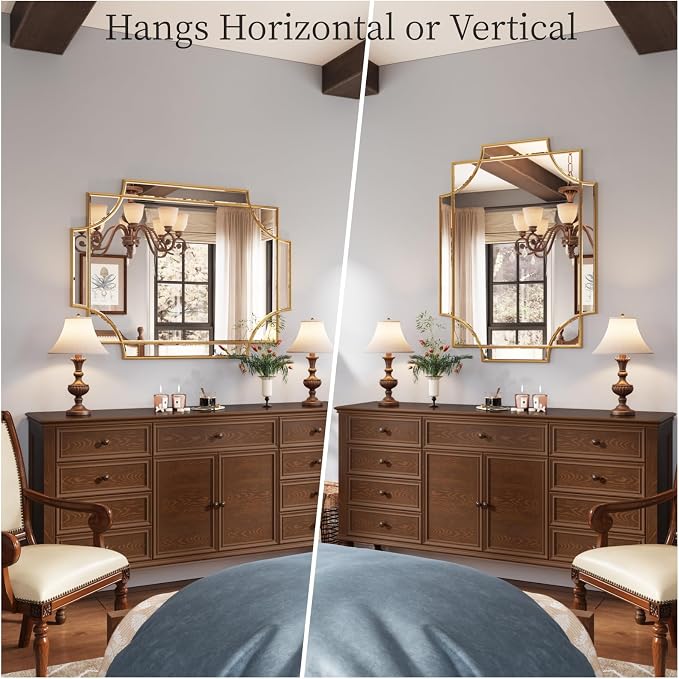 Kelly Miller 20"x30" Small Gold Bathroom Mirror for Wall Mount, Beveled Vanity Mirror for Master Bath Half Bath - Image 9
