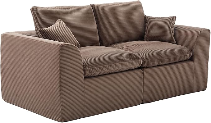 80.3" Cloud Loveseat Boneless Sofas for Living Room, 2 Seaters Modular Foam Cloud Sofa Couches, 2 Seat Compression Foam Couch with Toss Pillows, No Assembly Required