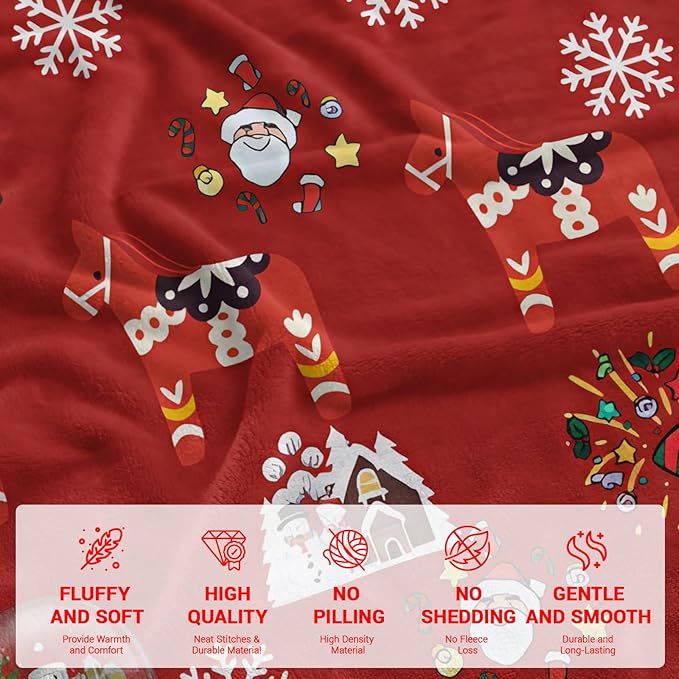 COMFAR Cute Christmas Blankets and Throws for Adults/Women/Boys/Kids, Holiday Fleece Throw Blanket for Couch/Sofa, Holiday Decor, Christmas Decorations/Gifts 50"x 60"