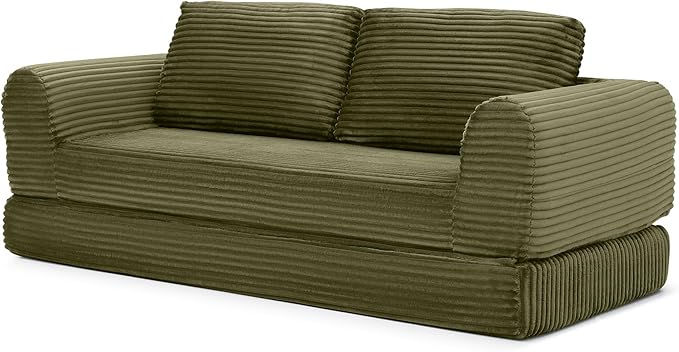 Foldable Boneless Love Seat Couches in a Box, Modern Floor Foam Sleeper Sofa Bed 2-in-1 Convertible Cloud Sofa for Home Apartments Bedroom