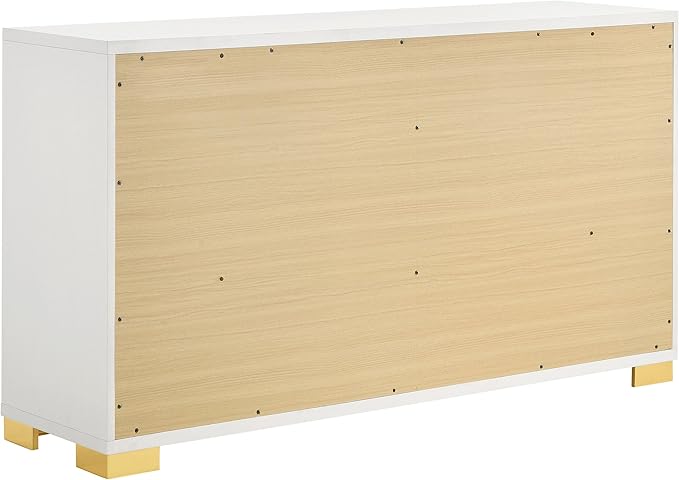 Coaster Home Furnishings Marceline Contemporary 4-Piece Bedroom Set Full Size LED Panel Bed Frame 51-inch Headboard White 222931F-S4