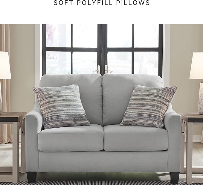Signature Design by Ashley Adlai Casual Loveseat with 2 Toss Pillows, Light Gray