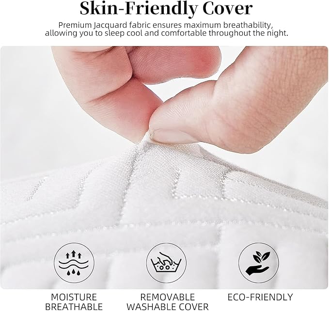 3 inch Memory Foam Mattress Topper Queen Size Bed, Gel Infused Memory Foam Mattress Pad with Cover for Back Pain Relief, 60x80 Inches