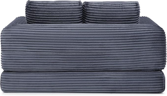 Foldable Boneless Love Seat Couches in a Box, Modern Floor Foam Sleeper Sofa Bed 2-in-1 Convertible Cloud Sofa for Home Apartments Bedroom