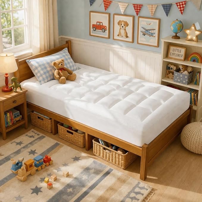 ELEMUSE 3 Inch Twin Size Dual Layer Memory Foam Mattress Topper, Extra Support Cooling Gel Foam & Soft Pillowtop Pad,Pressure Relief Bed Topper for Kids, Guest Room & Bunk Bed