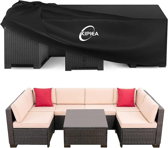 Kipiea Patio Furniture Covers Waterproof Winter, Heavy-Duty 420D Outdoor Patio Furniture Set Covers, No Tears Anti UV No Fading (79" L x 63" W x 28" H) by Kipiea