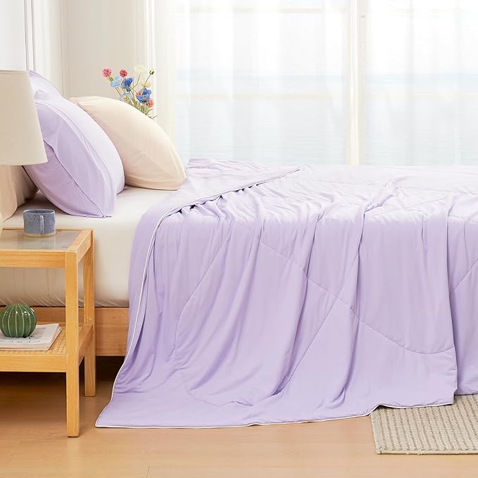 Cozy Bliss Cooling Comforter King Size, Cooling Blankets for Hot Sleepers and Night Sweats, Purple Summer Comforter for King Size Bed, Breathable Soft Lightweight Silk Smooth
