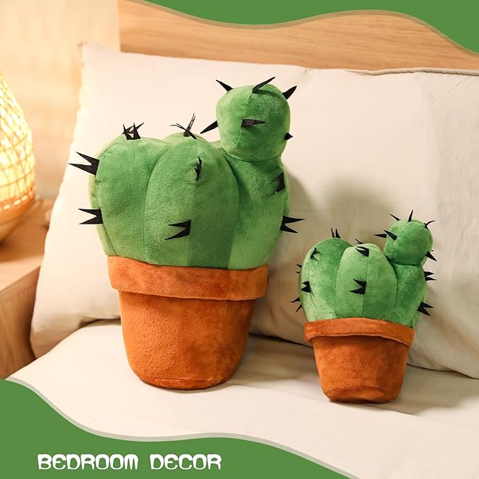Cactus Shape 3D Throw Pillow - Plush Cactus Decorative Pillow for Office, Bed, Couch, Living Room Home Decor (15.7 inch)