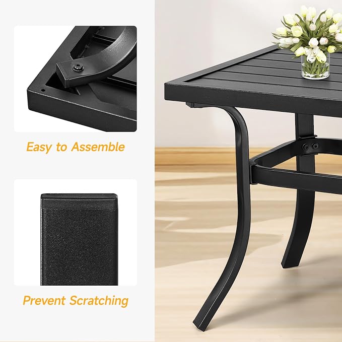 ONBRILL Small Metal Outdoor Coffee Side Table, Steel Coffee Tables for Patio, Outside, Garden, Balcony, Backyard and Living Room, Rectangle, Black - Image 7