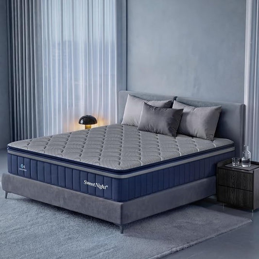 Sweetnight CoolNest 14 Inch Queen Mattress, Hybrid Queen Size Mattresses with DuoSense Pillow Top & Memory Foam for Feels up to 8° Cooler, Medium Firm Mattress Pressure Relief CertiPUR-US Certified