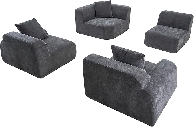 116-Inch Oversized Modular Compressed Sectional Couches 4 Pieces Modular Boneless Sofas with 7 Pillows,Modern Minimalist Corner Cloud Sofa Comfy Chenille Deep Seat Foam Couch