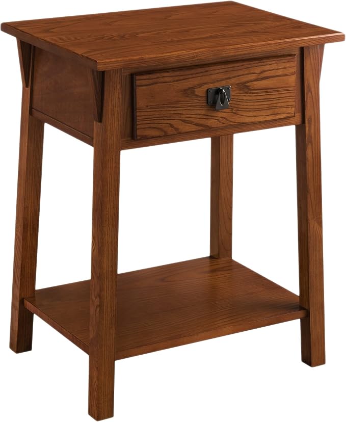 Leick Home Mission End Table, Solid Wood, 1 Storage Drawer, Bottom Display Shelf, Easy-Assembly, For Living Room/Bedroom, Russet, 16.0 in. L x 22.0 in. W x 28.0 in. H, 9066-RS by LeickFurniture