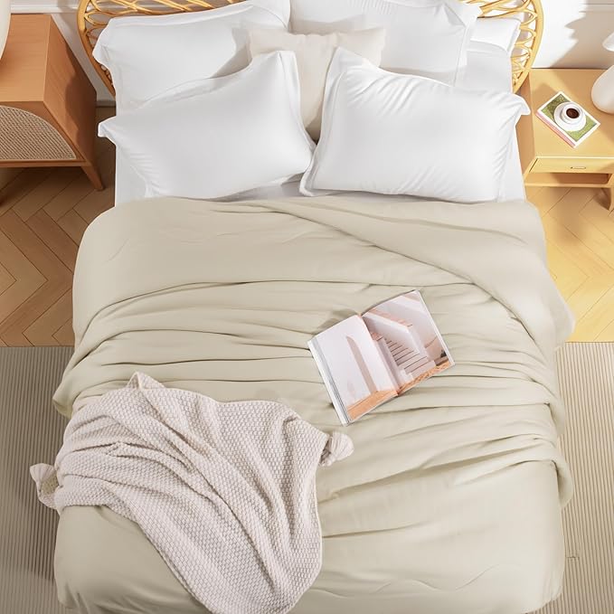 NEXHOME PRO 100% Viscose Derived from Bamboo Comforter Twin Size - Cooling & Moisture-Wicking Bedding Blanket - All Season Lightweight Design - Natural Organic Twin Duvet Insert