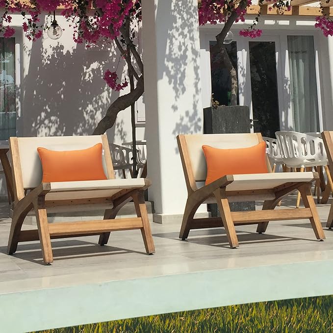 JMGBird Outdoor Pillows Water-Repellent Set of 2 Outdoor Lumbar Pillows with Insert Included 12×20 Inch Outdoor Pillow for Patio Furniture