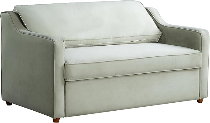 Serta® Santa Cruz 62.2" Convertible Loveseat, Full-Size, Recessed Track Arms, Dream Coil® Comfort, Fingerguard® Pinch Point Protection, Soft Velvet Fabric, Sage