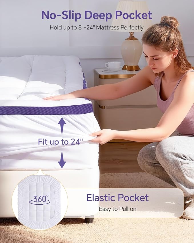 ChiXpace Dual Layer 4 Inch Memory Foam Mattress Topper Twin XL - 2 Inch Gel Memory Foam and 2 Inch Pillow Top Mattress Pad, 7-Zone Egg Crate Twin XL Size Mattress Topper (White)
